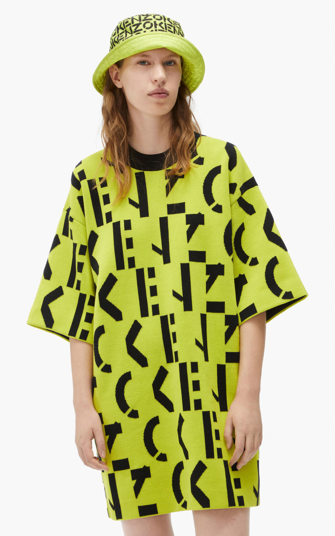 Robe Kenzo Sport oversize monogram T shirt Femme Vert Clair | MSQE-76920